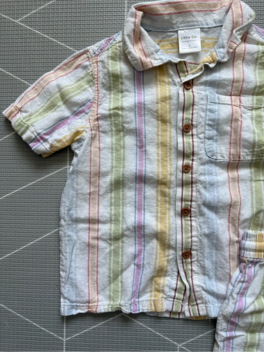 Little Co. Lauren Conrad|Linen & organic cotton Striped neutral Button-Up Set•••